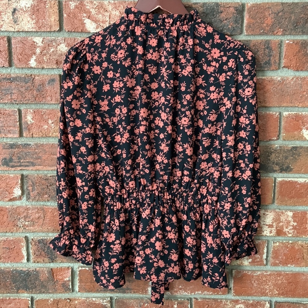 Lipslide Black & Peach Floral Peplum Top - Picture 6 of 6